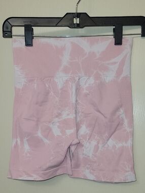 High Waist Pink Tie-Dye Bike Shorts